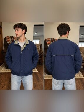 Nike Golf Navy Windbreaker Jacket Men’s Large Lightweight Zip Snap